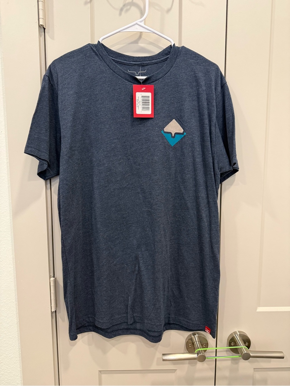 Men's Kimes Ranch Short Sleeve Crew T-Shirt in Heather Navy with Chest Emblem